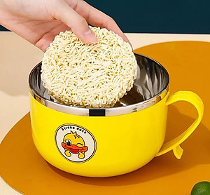 Ca Đựng Cháo Giữ Nhiệt, Ca Úp Mỳ, Tô khuấy Bột Ăn Dặm Cho Bé Hình Vịt Vàng Đáng Yêu - Chính hãng MINIIN 