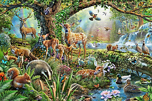Tranh Xếp Hình Random Cut 750 Mảnh Minh Châu – Deer Family (40x60cm)