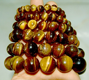 Vòng tay chuỗi đá mắt hổ nâu vàng-Nhiều cỡ ly