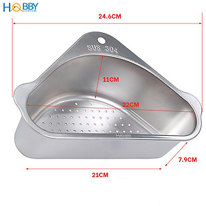 Rổ treo góc chậu rửa chén đa năng Inox 304 Hobby Home Decor KGC1 - kèm sticker và keo dán tiện dụng