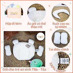 Gối Cao Su Non Cho Em Bé Loại Cao Cấp Chính Hãng Tila-Tila Thương Hiệu Đức Mã TG02 Chống Méo Đầu, Bẹp Đầu, Nghẹo Cổ, Còm Lưng Bé