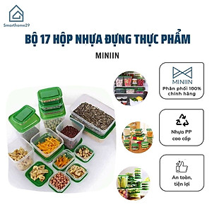 Bộ 17 Hộp Đựng Thực Phẩm Đa Năng Chất Liệu Nhựa Cao Cấp - Tiện Dụng - An Toàn Cho Sức Khỏe - Sử Dụng Được Với Lò Vi Sóng- Hàng Chính Hãng MINIIN