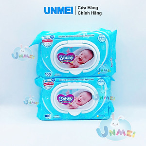 Combo Tiết Kiệm 3 Gói Khăn Ướt Bobby Care Không Hương 100 Tờ/Gói - Tặng 1 Gói Cùng Loại