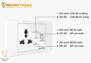 Ổ Cắm Máy Bơm An Toàn Rạng Đông OC03.MB 16A  - Ổ Cắm Chống Giật Cấp N guồn 5V Cho Phao Điện - Công Suất 1500W