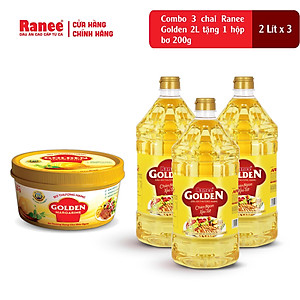 Combo 3 chai dầu ăn Ranee Golden 2 lít tặng bơ 200g (2 lít x 3 chai)
