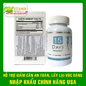 Viên uống giảm cân an toàn 15 Days Meratrim 60 viên hỗ trợ giảm béo từ thảo dược thiên nhiên | Nhập khẩu chính hãng Mỹ