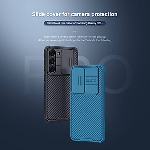 Ốp lưng chống sốc bảo vệ camera cho Samsung Galaxy S23 / S23 Plus hiệu Nillkin Camshield Pro chống sốc cực tốt, chất liệu cao cấp, có khung & nắp đậy bảo vệ Camera - hàng nhập khẩu