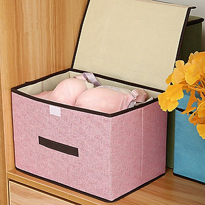 Bộ 2 Hộp Vải Đựng Quần Áo, Đồ Lót, Khung Giấy Cứng Gấp Gọn Phong Cách Hàn Quốc Thương Hiệu Gosashi-B2HV