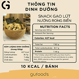 Snack gạo lứt nướng rong biển GUfoods - Giòn rụm, Healthy, Giàu dinh dưỡng, Thuần chay, Eat Clean, Ăn vặt lành mạnh