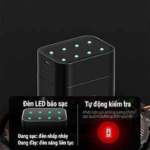 Sạc pin Beston AA AAA M7037 1.5V dùng cho pin 2A 3A 8 khe, cổng USB-C, sạc nhanh tự ngắt thông minh