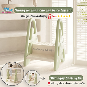 Thang mini ghế đôn 2 bậc cho bé có tai vin, Nhựa cao cấp tải trọng lên tới 75kg