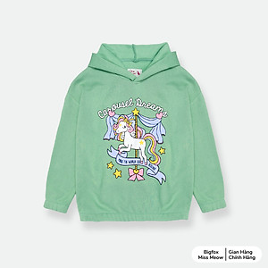 Áo nỉ bé gái Bigfox Miss Meow size đại, áo nỉ bông cho bé gái thu đông ấm áp hình in xinh xắn size trẻ em 3,4…10,11 tuổi