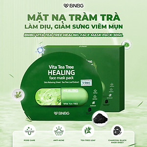 Combo 10 Mặt Nạ BNBG Tràm Trà Thải Độc Da, Giảm Mụn Vita Tea Tree Healing Face Mask Pack 30ml x10