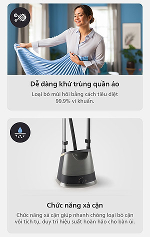 Bàn Ủi Hơi Nước Trụ Đứng Philips STE3170 /80 Có Cầu Ủi StyleBoard nghiêng, Premium (2000W) - Hàng Chính Hãng