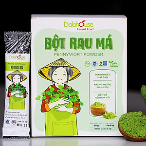 Bột Rau Má Dalahouse Hộp 60g (Mẫu mới gồm 20 tuýp 3g) Nguyên chất sấy lạnh - Mát gan giải độc