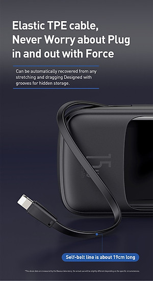 Pin sạc dự phòng BASEUS Qpow Digital Display 3A 10.000MAH kèm cable iPhone - Hàng chính hãng