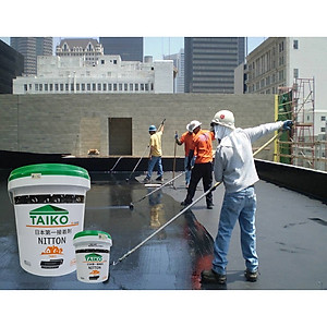 [1Kg, 5Kg, 10Kg, 18Kg] Sơn Chống Thấm Sàn Mái Lộ Thiên TAIKO NITTON (Gốc Acrylic) - Tặng Kèm Vải Kết Cấu Và Chổi Lăn Sơn - Chống Thấm Sàn Mái, Máng Xối, Ban Công Lô Gia, Bể Nước, Bể Cá, Bề Mặt Cát Xi Măng (Hiệu quả hơn khi pha với Xi Măng