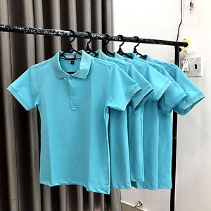 Áo Thun Có Cổ Cá Sấu 4 Chiều Xanh Ngọc - Xanh Thiên Thanh