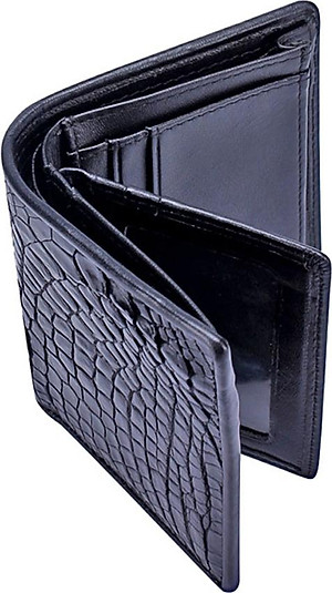 Ví Nam Da Cá Sấu Kiểu Đứng Huy Hoàng HT2228 (12.5 x 10 cm) - Đen