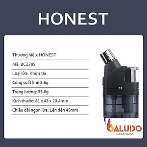 Vỏ Hột Quẹt Bật Lửa Khò Honest 1 Tia Bcz-799 Nhìn Rõ Dung Lượng Ga (Giao màu ngẫu nhiên)