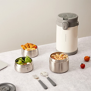 Bộ Hộp Cơm Giữ Nhiệt Lock&Lock Easy Carry 2L LHC8039 Có Túi (1 Hộp 720ml, 2 Hộp 420ml Kèm 1 Bộ Muỗng Và Nĩa)