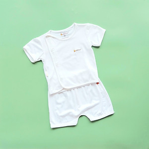 Bộ sơ sinh Babiboo tay ngắn cài lệch visco siêu mềm mại cho bé trai bé gái