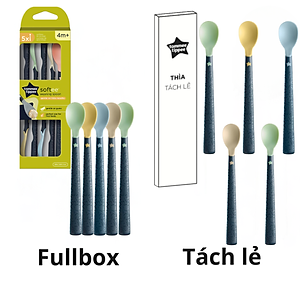 Thìa Ăn Dặm Tommee Tippee Softee, Cho Bé Từ 4 Tháng - Set 5 Thìa, Tách Lẻ (Giao Màu Ngẫu Nhiên)