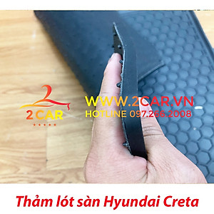Thảm sàn, Thảm lót sàn xe Hyundai CRETA 2022 2023 cao su đúc, vân tổ ong, không mùi, MẪU NISSIN