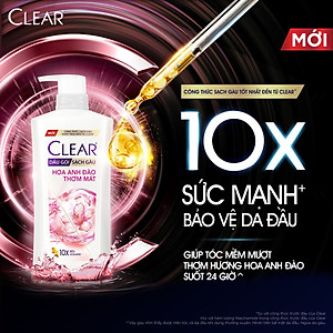Dầu gội sạch gàu Clear Hoa Anh Đào đánh bay gàu & nhờn ngứa, sảng khoái cả ngày dài 630G