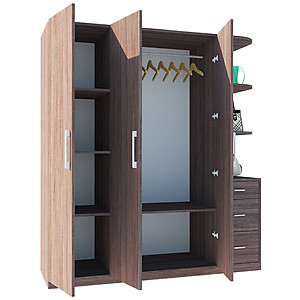 [Miễn phí vận chuyển & Lắp đặt tại TP. Hồ Chí Minh] Tủ quần áo gỗ cao cấp thiết kế thông minh 3 cánh, nhiều ngăn hộc phong cách sang trọng Ohaha - TQA032 - Màu E/Màu Xám