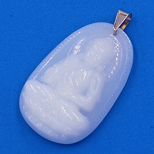 Mặt dây chuyền Phật A Di Đà thạch anh trắng 5cm - Phật bản mệnh tuổi Tuất, Hợi - Mặt phật size lớn