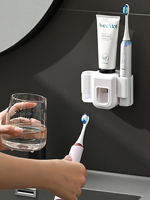Giá Để Bàn Chải Điện Nặn Kem Đánh Răng Dán Tường Phòng Tắm Treo Đa Năng Siêu Dính Hamart
