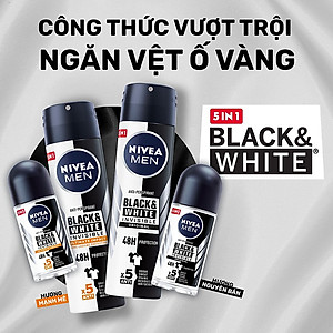 Lăn Ngăn Mùi NIVEA MEN Black&White Ngăn Vệt Ố Vàng Vượt Trội - Hương Mạnh Mẽ (50 ml) - 85392