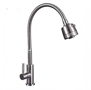 Vòi rửa chén KG15 dùng cho nước lạnh cần bẻ xoay 360độ cao cấp, phù hợp cho mọi chậu rửa, siêu tiết kiệm nước chất liệu inox304- Hàng chính hãng