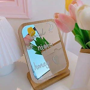Gương Gỗ Hàn Quốc Để Bàn – Gương Trang Điểm Decor Vintage Sang Trọng - HÀNG CHÍNH HÃNG MINIIN