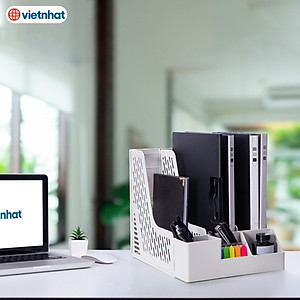 Giá đựng tài liệu 3 ngăn kèm khay để bút Việt Nhật , Khay đựng hồ sơ tài liệu văn phòng để bàn - Hàng Việt Nam