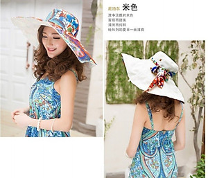 Mũ đi biển nón rộng vành đội 2 mặt vải kaki chống nắng UV gấp gon thời trang Hàn Quốc dona240501