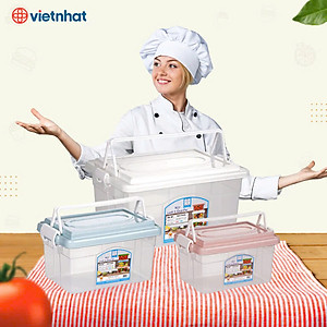 Hộp bảo quản thực phẩm có quai xách Nhựa Việt Nhật - Hộp lạnh 2 quai 3 size - Hàng chính hãng 