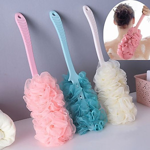 Bông Tắm Cầm Tay Cọ Lưng Tẩy Tế Bào Chết KT 43 cm , Tặng Kèm Móc Dính Treo Tường - PaKaSa  ( Giao màu ngẫu nhiên)