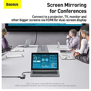 Hub chuyển đa năng Baseus Metal Gleam Series Multifunctional Docking Station ( Type-C to HDMI/ USB3.0/ LAN / SD Card Reader/ Type C PD 100W, Multifunctional HUB) - Hàng Chính Hãng