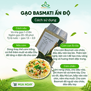 Gạo Basmati India (Ấn Độ) 1121, chỉ số đường huyết (GI) thấp, tốt cho người bị tiểu đường, Túi 5kg