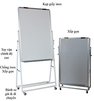 Bảng Flipchart chân gấp 60x100cm-Mặt bảng trắng không ô ly-bảng giá rẻ BAVICO