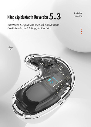 Tai nghe bluetooth nhét tai RiBi X55 - Siêu mỏng - Nằm gọn trong tai - Không gây đau tai - Invisible Wearing - Hàng chính hãng