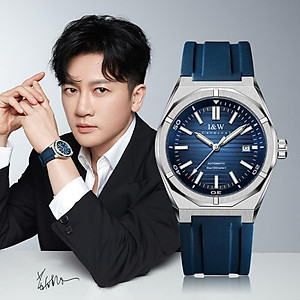 Đồng hồ nam chính hãng I&W CARNIVA 711G-S1 hàng mới,Kính sapphire chống xước ,Chống nước 50m ,Bảo hành chính hãng,Máy cơ (Automatic),dây cao su cao cấp, mặt xanh thiết kế đơn giản dễ đeo