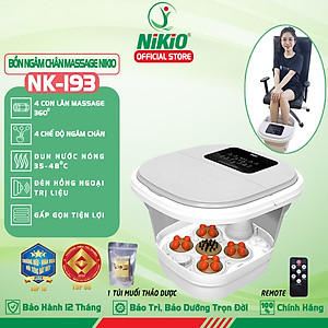 Bồn Ngâm Chân Massage Gấp Gọn, Chậu Ngâm Nước Nóng Nikio NK-193 - Làm Nóng Và Giữ Ấm Tự Động, 4 Con Lăn 3D Day Vuốt Lòng Bàn Chân, Kích Thích Tuần Hoàn Máu, Giảm Đau Nhức Lòng Bàn Chân - Giảm Stress Cải Thiện Giấc Ngủ