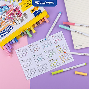 Bút lông màu Fiber Pen 20 màu Pastel Thiên Long Colokit rửa được an toàn sử dụng tô màu, vẽ tranh, calligraphy SWM-C008