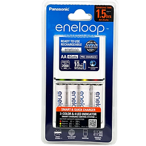 Bộ sạc nhanh pin AA,AAA Eneloop Panasonic K-KJ55MCC40V kèm 4 pin sạc-Hàng chính hãng