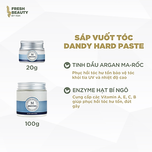 Sáp vuốt tóc tạo kiểu linh hoạt cho nam nữ BRITISH M Dandy Hard Paste, độ cứng vừa phải, tạo độ phồng nhẹ, mềm tóc 100g