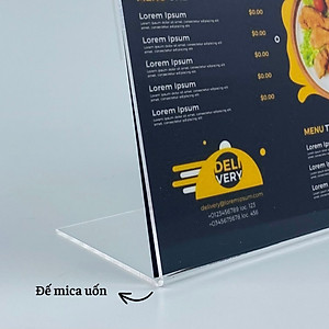 Kệ mica 1 mặt Enter F07-L 90x55mm, Kệ menu chữ L, Khung thông tin sản phẩm, Khung bảng giá, Kệ trưng bày để bàn