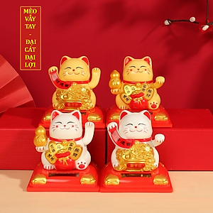 Mèo Thần Tài Ôm Hũ Vàng, Túi Vàng Vẫy Tay Dùng Pin Năng Lượng Mặt Trời - HENRYSA